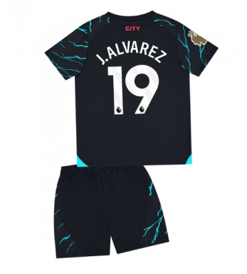 Manchester City Julian Alvarez #19 Tredjeställ Barn 2023-24 Kortärmad (+ Korta byxor)
